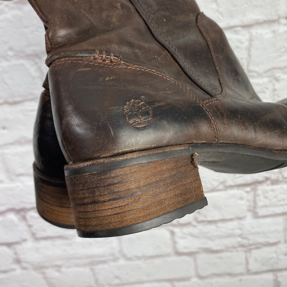 Timberland Brown Leather Knee High Boots Size 9 - Picture 4 of 6